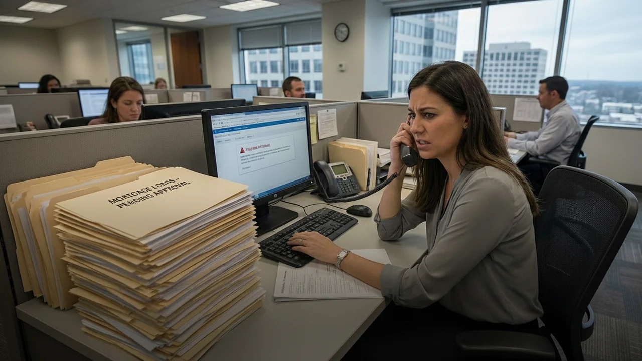 Stressed loan officer dealing with IRS 4506-C income verification rejections