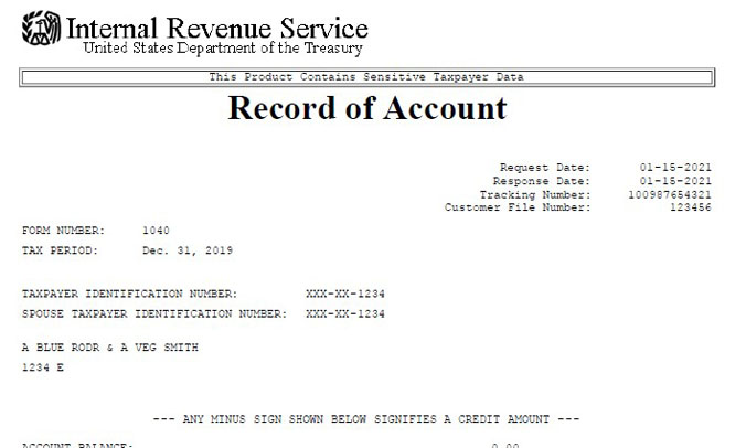 Record of Account Transcript