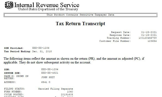 Tax Return Transcript