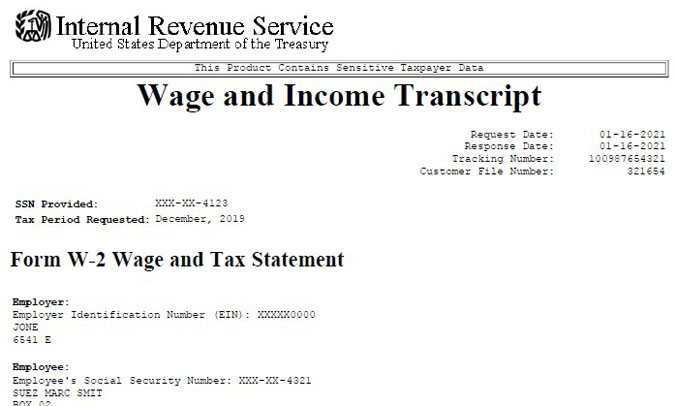 Wages Income Transcript